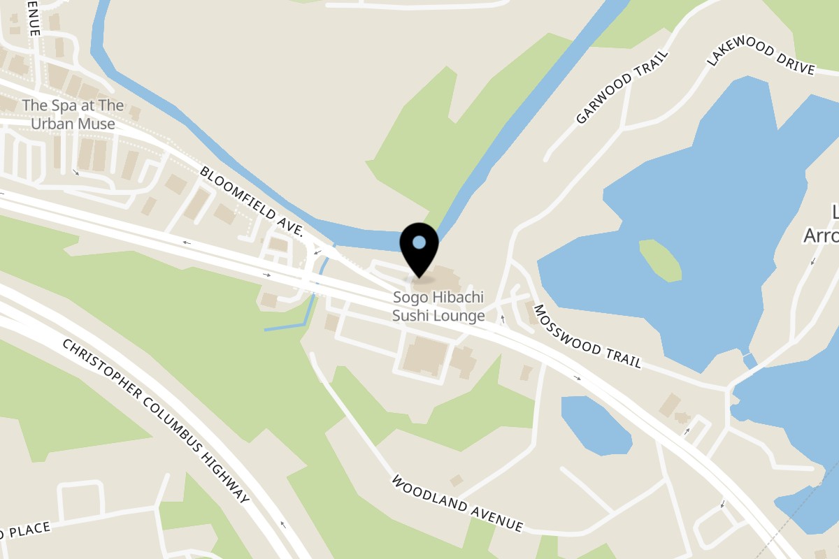 Map showing the location of Sogo Hibachi and Sushi Lounge on 248 US-46 in Denville